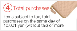 ④ Items subject to tax, total purchases on the same day of 10,001 yen (without tax) or more